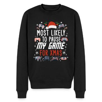 Weihnachten Gamer Gaming Pause My Game For Xmas - Männer Premium Bio Pullover - Schwarz - Vorne - Nico (187cm)