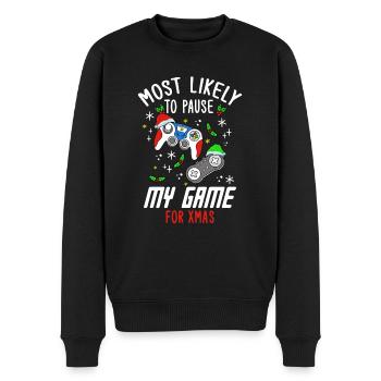 Weihnachten Gamer Gaming Pause My Game For Xmas - Männer Premium Bio Pullover - Schwarz - Vorne - Nico (187cm)