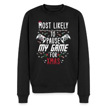 Weihnachten Gamer Gaming Pause My Game For Xmas - Männer Premium Bio Pullover - Schwarz - Vorne - Nico (187cm)