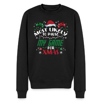 Weihnachten Gamer Gaming Pause My Game For Xmas - Männer Premium Bio Pullover - Schwarz - Vorne - Nico (187cm)