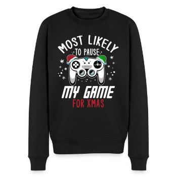 Weihnachten Gamer Gaming Pause My Game For Xmas - Männer Premium Bio Pullover - Schwarz - Vorne - Nico (187cm)