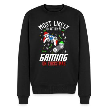 Weihnachten Xmas Gamer Gaming On Christmas - Männer Premium Bio Pullover - Schwarz - Vorne - Nico (187cm)