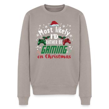 Weihnachten Xmas Gamer Gaming On Christmas - Men's Premium Organic Jumper - taupe - Front - Nico (187cm)
