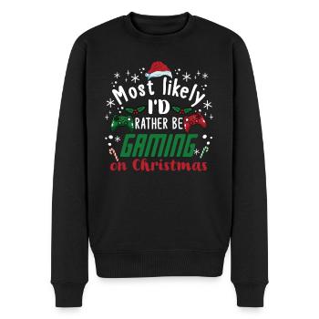 Weihnachten Xmas Gamer Gaming On Christmas - Männer Premium Bio Pullover - Schwarz - Vorne - Nico (187cm)