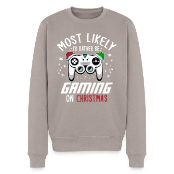 Weihnachten Xmas Gamer Gaming On Christmas - Men's Premium Organic Jumper - taupe - Front - Nico (187cm)