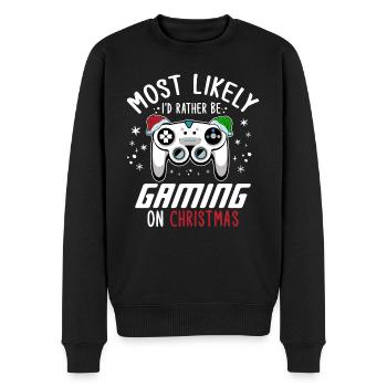 Weihnachten Xmas Gamer Gaming On Christmas - Männer Premium Bio Pullover - Schwarz - Vorne - Nico (187cm)
