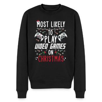 Weihnachten Gamer Gaming Spruch Lustig Humor Xmas - Männer Premium Bio Pullover - Schwarz - Vorne - Nico (187cm)