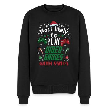 Weihnachten Gamer Gaming Spruch Lustig Humor Xmas - Männer Premium Bio Pullover - Schwarz - Vorne - Nico (187cm)