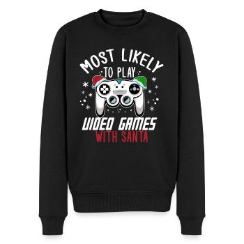 Noël Gamer Gaming Dire Humour Drôle Noël - Pull Premium bio Homme - noir - Devant - Nico (187cm)
