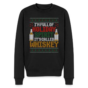 Christmas I'm Full Of Holiday Spirit Whiskey - Men's Premium Organic Jumper - black - Front - Nico (187cm)