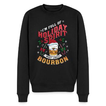 Christmas Xmas Whiskey Holiday Spirit Bourbon - Men's Premium Organic Jumper - black - Front - Nico (187cm)