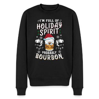 Christmas Funny Men Holiday Spirit Bourbon - Men's Premium Organic Jumper - black - Front - Nico (187cm)