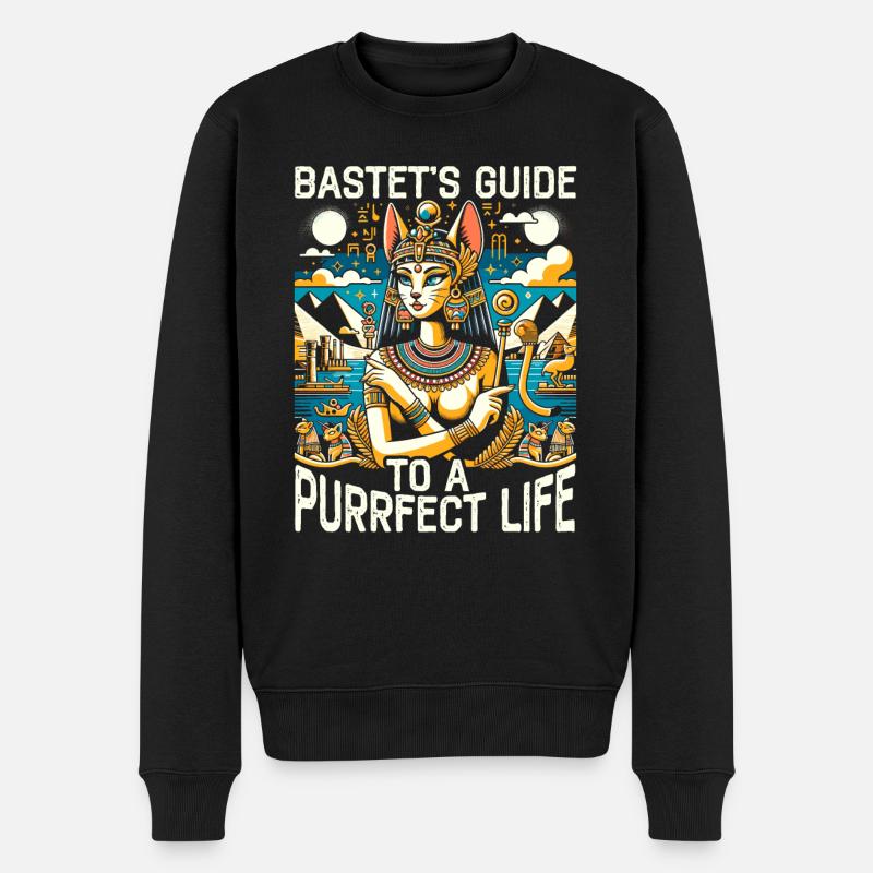 Bastet Ägyptische Göttin Ägypten Pyramide Ägypten - Männer Premium Bio Pullover - Schwarz