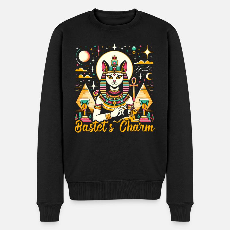 Bastet Déesse égyptienne Égypte Pyramide Égypte - Pull Premium bio Homme - noir