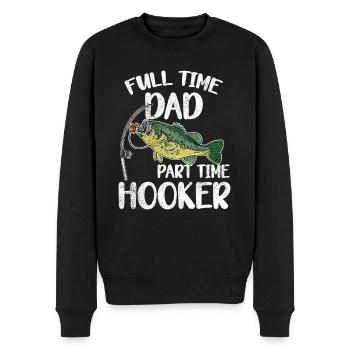 Angler Papa Vater Angeln Geschenkidee Lustig Humor - Männer Premium Bio Pullover - Schwarz - Vorne - Nico (187cm)