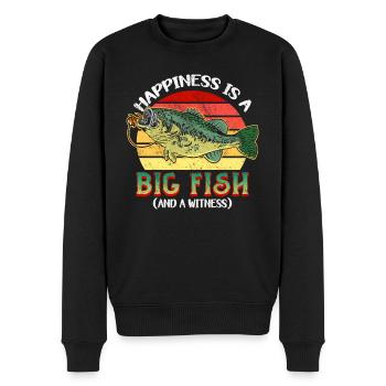 Angler Angeln Geschenkidee Happiness Is A Big Fish - Männer Premium Bio Pullover - Schwarz - Vorne - Nico (187cm)
