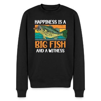 Angler Angeln Geschenkidee Happiness Is A Big Fish - Männer Premium Bio Pullover - Schwarz - Vorne - Nico (187cm)