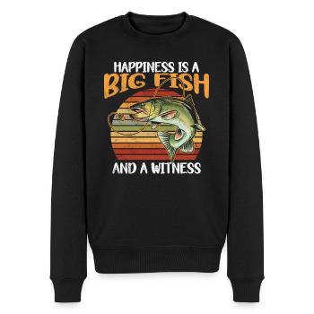 Angler Angeln Geschenkidee Happiness Is A Big Fish - Männer Premium Bio Pullover - Schwarz - Vorne - Nico (187cm)