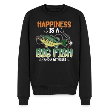 Angler Angeln Geschenkidee Happiness Is A Big Fish - Männer Premium Bio Pullover - Schwarz - Vorne - Nico (187cm)