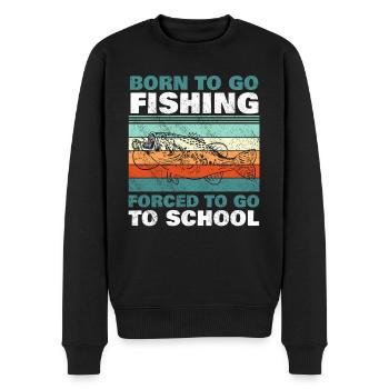 Angeln Né pour aller à la pêche Forcé d’aller à l’école - Pull Premium bio Homme - noir - Devant - Nico (187cm)