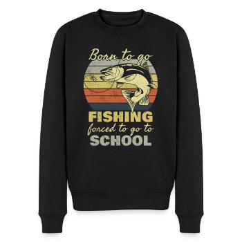Un pêcheur né pour aller à la pêche forcé d’aller à l’école - Pull Premium bio Homme - noir - Devant - Nico (187cm)
