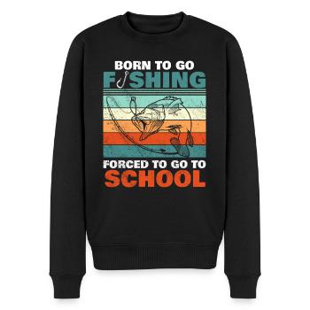 Angeln Né pour aller à la pêche Forcé d’aller à l’école - Pull Premium bio Homme - noir - Devant - Nico (187cm)