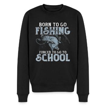 Angeln Né pour aller à la pêche Forcé d’aller à l’école - Pull Premium bio Homme - noir - Devant - Nico (187cm)