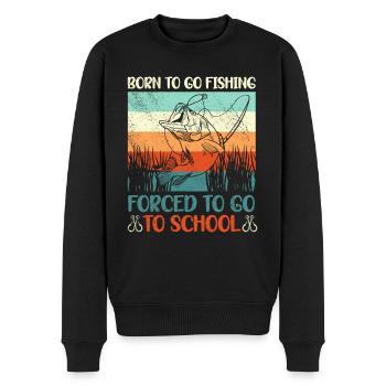 Angeln Né pour aller à la pêche Forcé d’aller à l’école - Pull Premium bio Homme - noir - Devant - Nico (187cm)