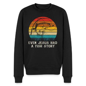 Fishing Fishing Angler Even Jesus Had A Fish Story - Men's Premium Organic Jumper - black - Front - Nico (187cm)