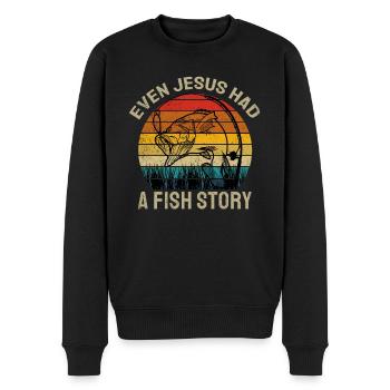 Fishing Fishing Angler Even Jesus Had A Fish Story - Men's Premium Organic Jumper - black - Front - Nico (187cm)