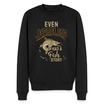 Fishing Fishing Angler Even Jesus Had A Fish Story - Men's Premium Organic Jumper - black - Front - Nico (187cm)