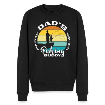 Angeln Angler Vater Sohn Dad's Fishing Buddy - Männer Premium Bio Pullover - Schwarz - Vorne - Nico (187cm)
