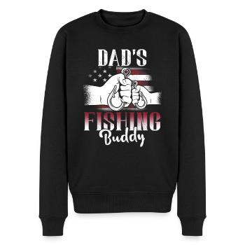 Angeln Angler Vater Sohn Dad's Fishing Buddy - Männer Premium Bio Pullover - Schwarz - Vorne - Nico (187cm)