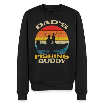 Angeln Angler Vater Sohn Dad's Fishing Buddy - Männer Premium Bio Pullover - Schwarz - Vorne - Nico (187cm)