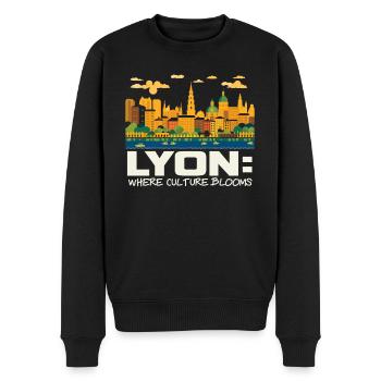 Lyon France Voyage Vacances Touriste J’aime Lyon - Pull Premium bio Homme - noir - Devant - Nico (187cm)