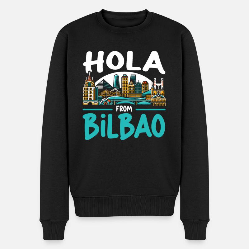 Bilbao Spanien Reiseurlaub Ich liebe die Skyline von Bilbao - Männer Premium Bio Pullover - Schwarz
