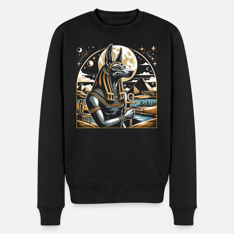 Anubis Ägyptische Mythologie Pyramide Altes Ägypten - Männer Premium Bio Pullover - Schwarz