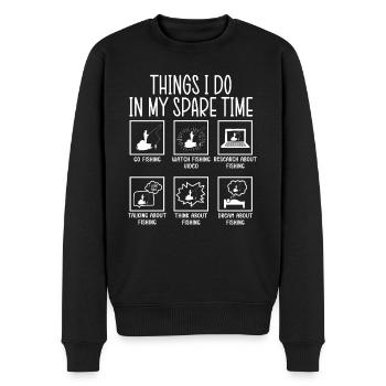 Pêche, pêche, pêche, choses que je fais pendant mon temps libre - Pull Premium bio Homme - noir - Devant - Nico (187cm)