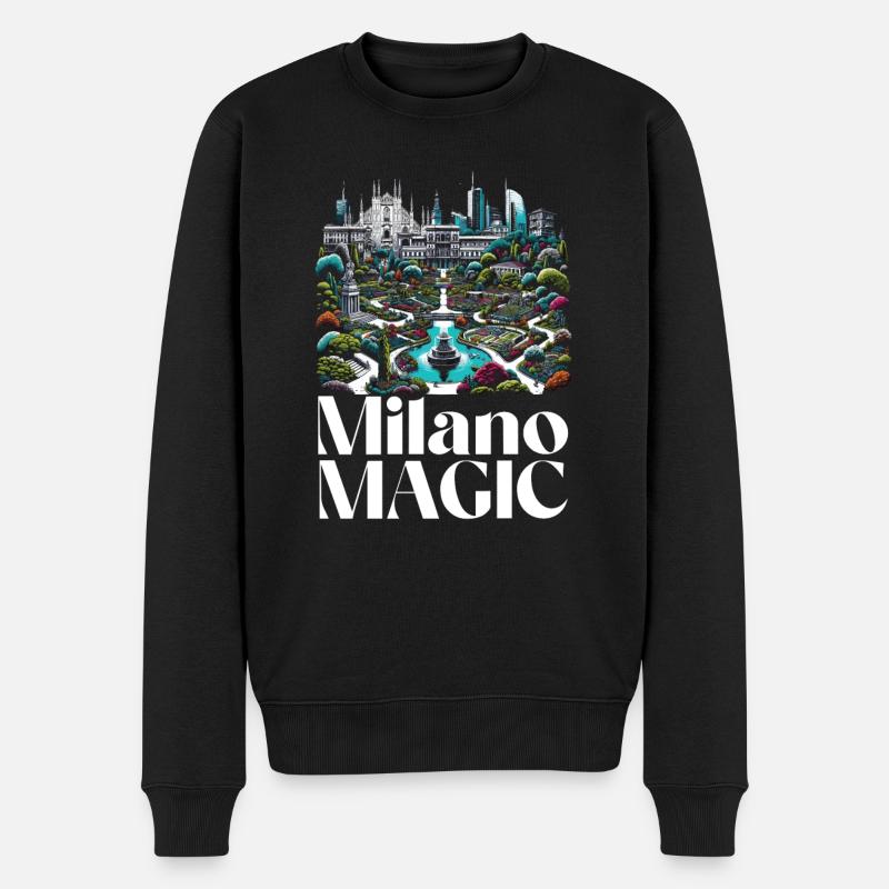 Mailand Italien Reisen Urlaub Italienisch Mailand Skyline - Männer Premium Bio Pullover - Schwarz