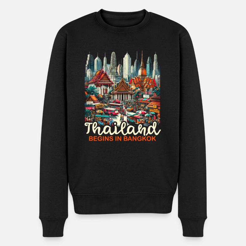 Bangkok Thailand Reisen Urlaub Thai Sprache - Männer Premium Bio Pullover - Schwarz