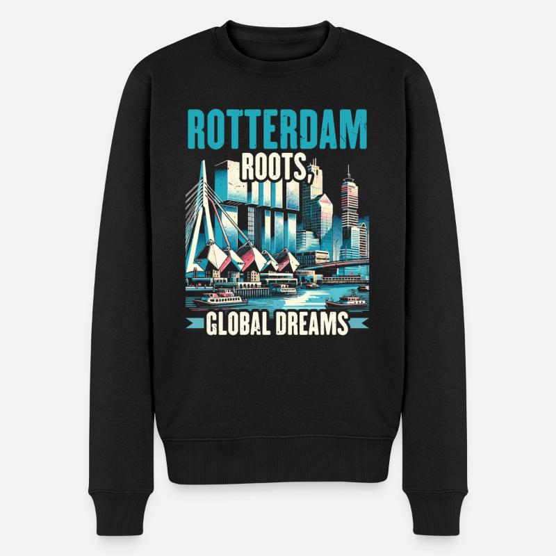 Rotterdam Pays-Bas Voyage J’aime Rotterdam - Pull Premium bio Homme - noir