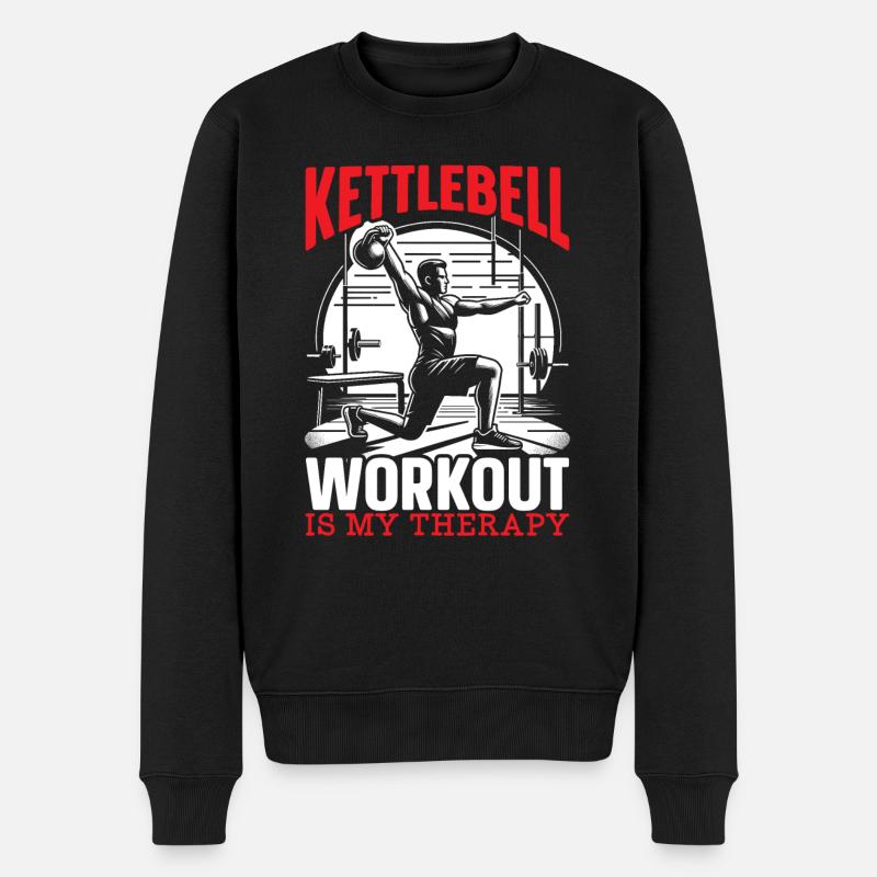 Kettlebell Workout Fitness Journey Bodybuilder - Männer Premium Bio Pullover - Schwarz