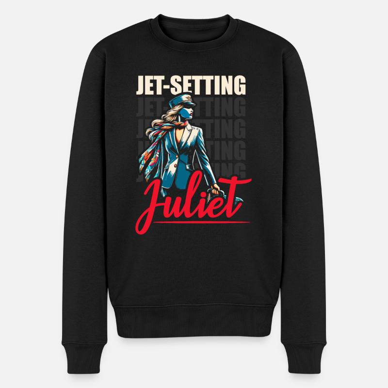 Flugbegleiterin, Flugbegleiterin, Stewardess - Männer Premium Bio Pullover - Schwarz