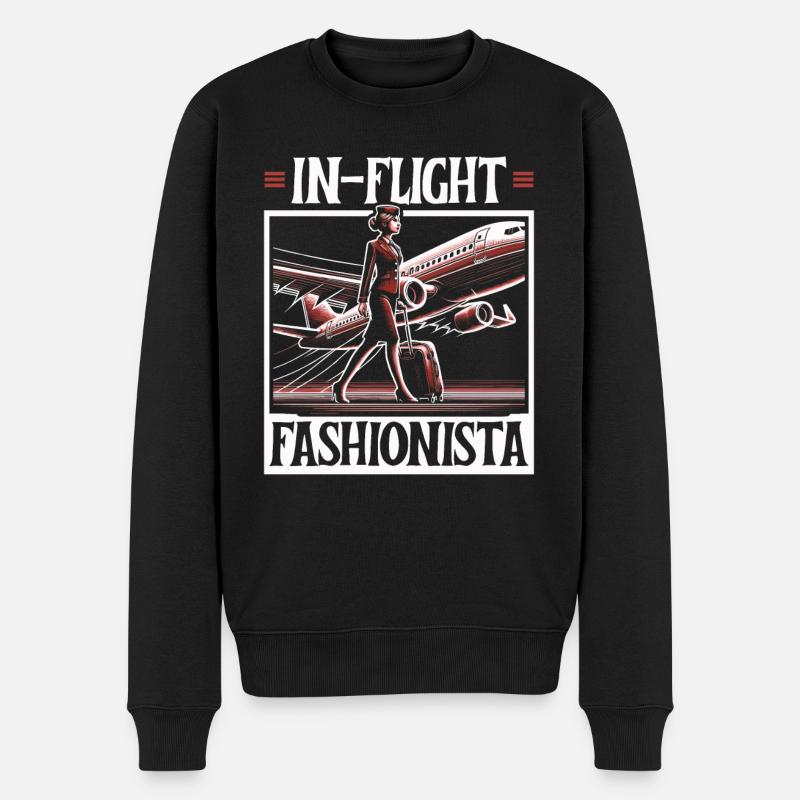 Flugbegleiterin, Flugbegleiterin, Stewardess - Männer Premium Bio Pullover - Schwarz