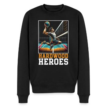 Amateur de volley-ball en salle Joueur de volley-ball sportif - Pull Premium bio Homme - noir - Devant - Nico (187cm)