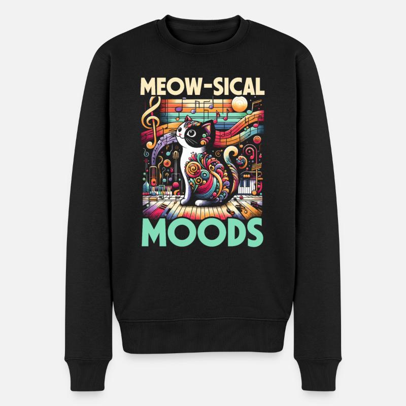 Musikkatze Musikinstrument Kitty Haustier Musiker - Männer Premium Bio Pullover - Schwarz