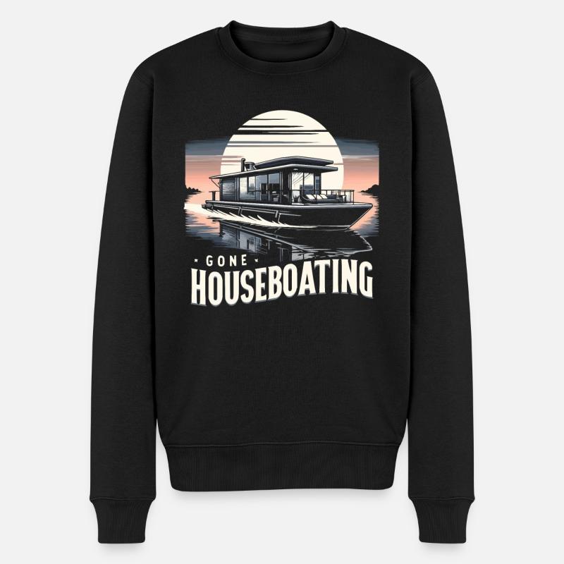 Hausbootbesitzer Seeanker Hausboot Bootfahren - Männer Premium Bio Pullover - Schwarz