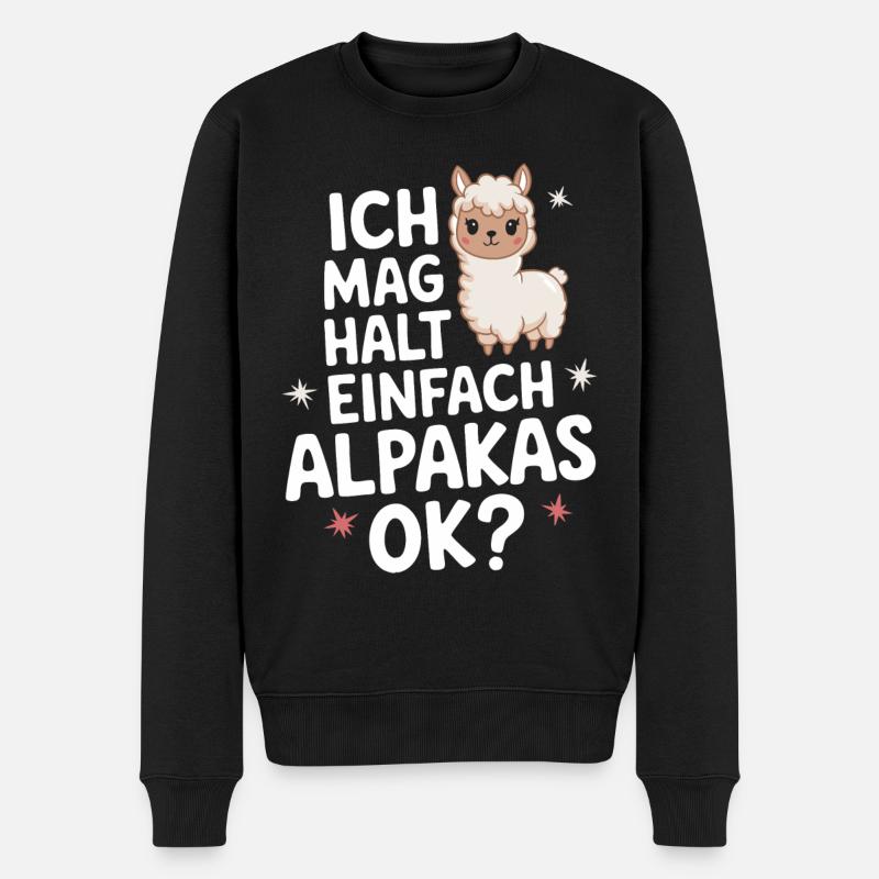 Alpaka Lama Alpakas Tier - Männer Premium Bio Pullover - Schwarz