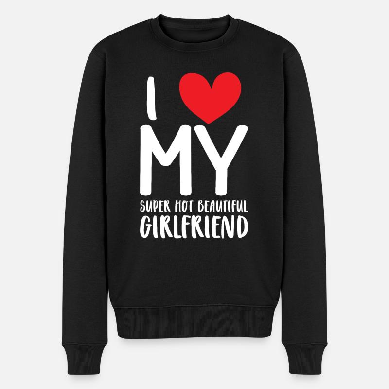 Ich Liebe Meine Freundin Paare Freund Geschenkidee - Männer Premium Bio Pullover - Schwarz