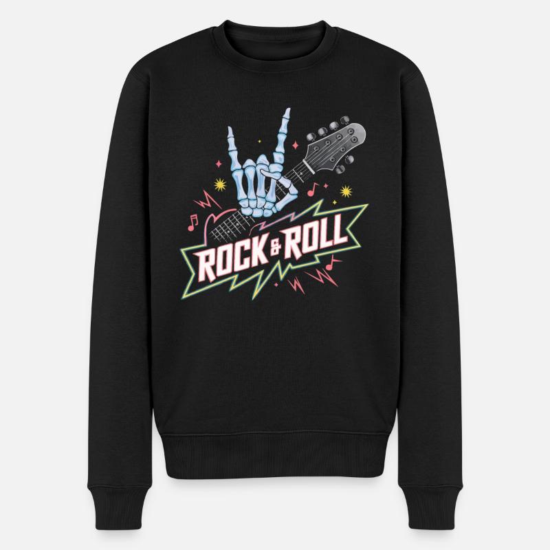 Skelett Gitarrist Bones Gitarrist Musiker - Männer Premium Bio Pullover - Schwarz